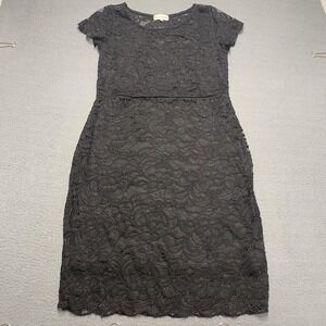 Ci Sono Dress Womens Large Black Lace Sheath Short Sleeve Lined Cocktail Party